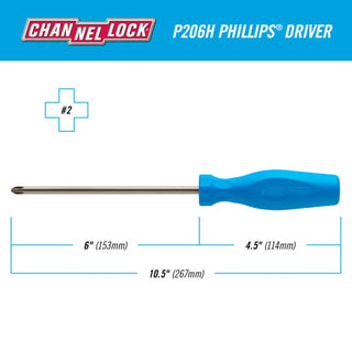 Channellock P206H PHILLIPS #2 x 6-Inch Professional Screwdriver