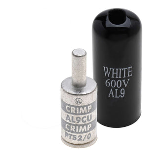 NSI PTS2/0 1 AWG Aluminum Center Pin Terminal – White – Aluminum Pin