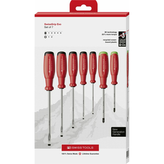PB Swiss PB 38253.CBB SwissGrip Evo screwdr. Set for SLOT+PZ, 7 Pieces