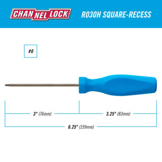 Channellock R030H Square Recess #0 x 3-Inch Professional Screwdriver