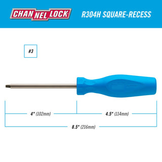 Channellock R304H Square Recess #3 X 4-Inch Professional Screwdriver