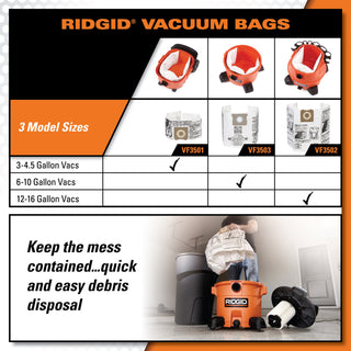 Ridgid 40153 High-Efficiency Dust Bags (VF3503)