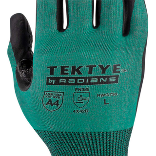 Radians RWG738 TEKTYE A4 Dark Green Nitrile Dip Cut Protective Work Glove