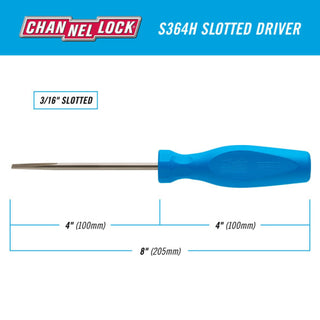 Channellock S364H Slotted 3/16 x 4-Inch Professional Screwdriver