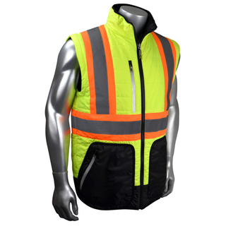 Radians SJ510X-3 Quilted Reversible Jacket with Zip-Off Sleeves X-Back - Hi Vis Green
