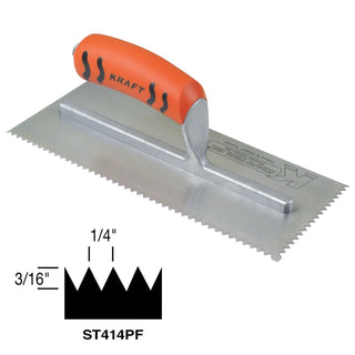 Superior Tile Cutter ST414PF 1/4" x 3/16" Sawtooth V-Notch Trowel with ProForm Handle