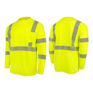 Radians ST921 Men's Long Sleeve FR T-shirt with Class 3 Segmented Reflective Tape - Hi-Vis Green