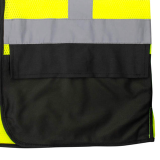 Radians SV75B-2 Black Bottom Self-Extinguishing Surveyor Vest - Hi-Vis Green