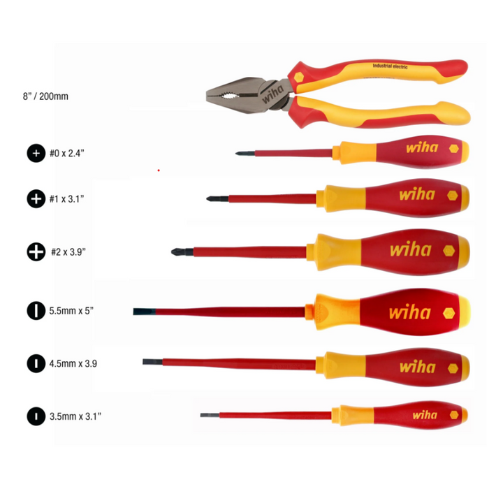 Wiha 32961 7-PIECE INSULATED SOFTFINISH SCREWDRIVER AND COMBINATION PLIER SET