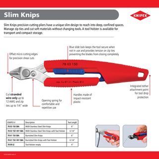 Knipex 78 61 150 SBA 6" Slim Knips