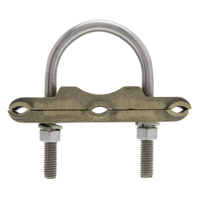 NSI UC-326 Bronze U-Bolt Clamp for Three Wires, 1-1/2″ Pipe, 250-2/0 AWG, Burial