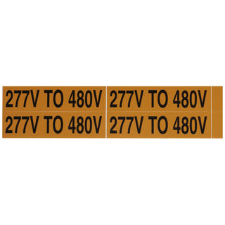 NSI VM-B-37 Voltage Marker Label Medium 277V To 480V (4 Per Card) 4.5-In Wide X 1-In Tall