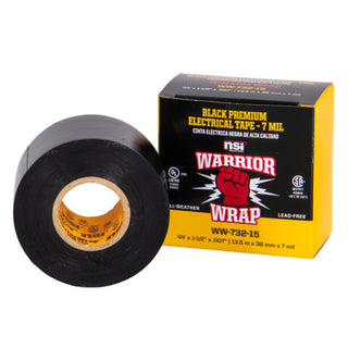 NSI WW-732-15 Professional Plus Black Vinyl Electrical Tape, 7mil, 1.5in Wide, 44ft Long