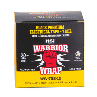 NSI WW-732-15 Professional Plus Black Vinyl Electrical Tape, 7mil, 1.5in Wide, 44ft Long