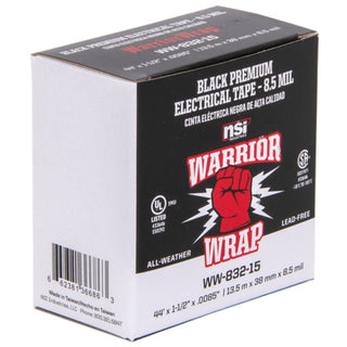 NSI WW-832-15 Heavy Duty Black Vinyl Electrical Tape, 8.5mil, 1.5in Wide, 44 Feet