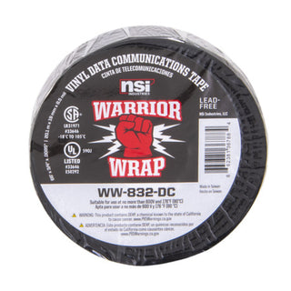 NSI WW-832-DC Heavy Duty Black Vinyl Data Communication Tape, 8.5mil, 66ft Long