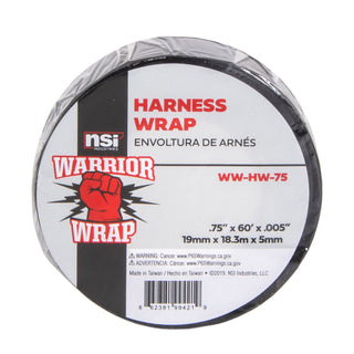 NSI WW-HW-75 Black Harness Wrap Vinyl Electrical Tape, .75in Wide, 60ft Long