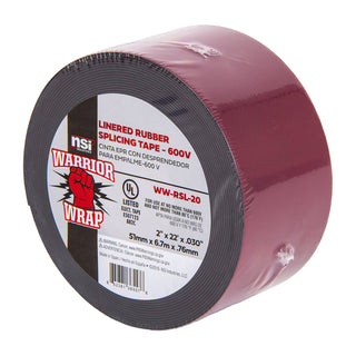 NSI WW-RSL-20 Black Linered Rubber Splicing Tape, 2in Wide, 22ft Long