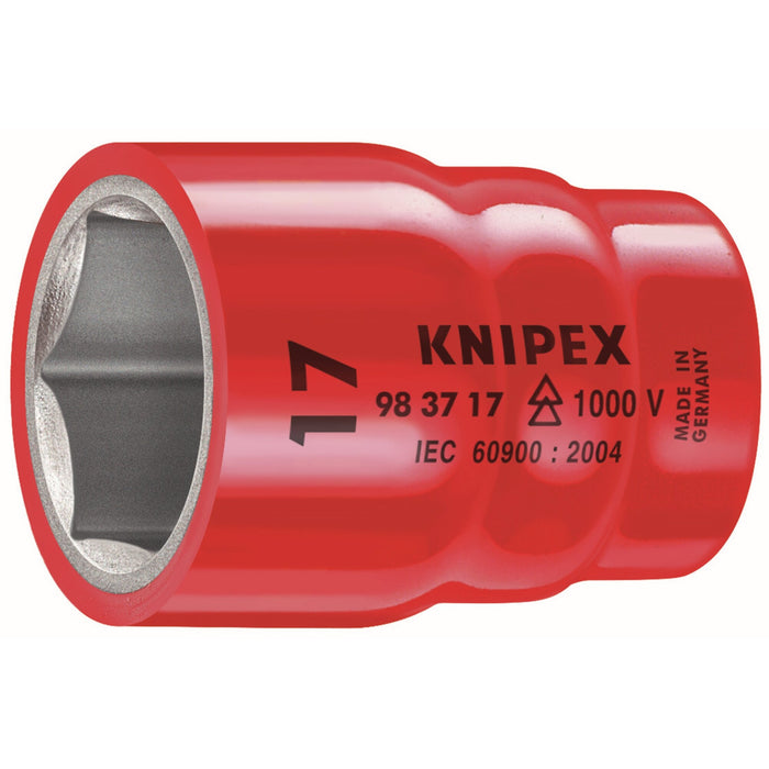 Knipex 98 37 17 3/8" Drive 17 mm Hex Socket-1000V Insulated
