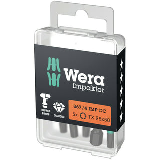 Wera 867/4 IMP DC TORX® DIY Impaktor bits, TX 40 x 50 mm, 5 pieces