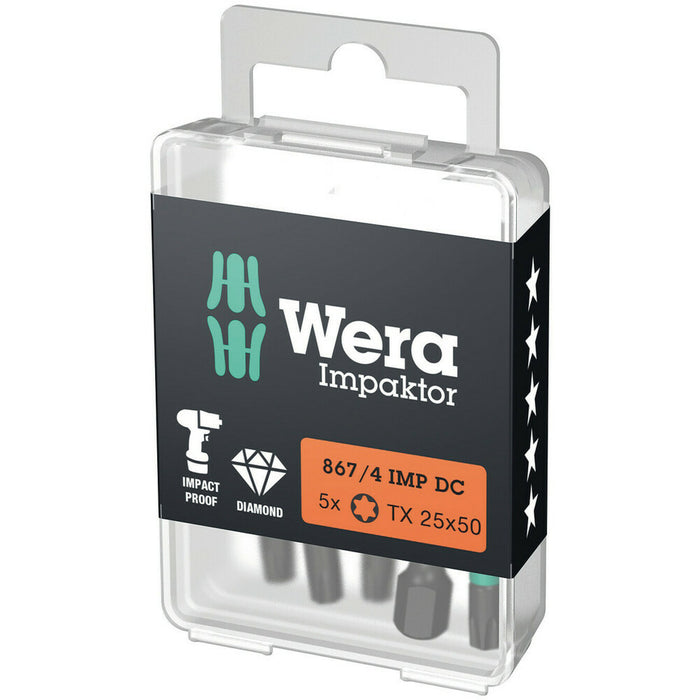 Wera 867/4 IMP DC TORX® DIY Impaktor bits, TX 20 x 50 mm, 5 pieces