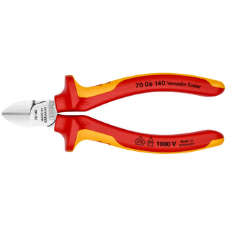 Knipex 70 06 140 5 1/2" Diagonal Cutters-1000V Insulated