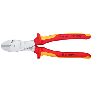 Knipex 74 06 200 8" High Leverage Diagonal Cutters-1000V Insulated