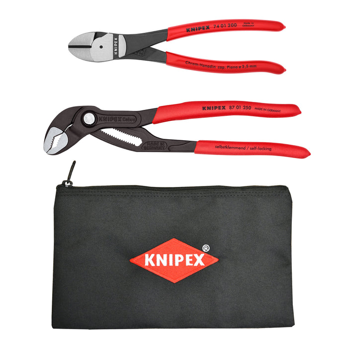 Knipex 9K 00 80 124 US 2 Pc Cobra® and Diagonal Cutters Set with Keeper Pouch