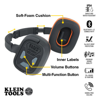 Klein Tools AESBH1 Bluetooth Behind-The-Head Earmuffs