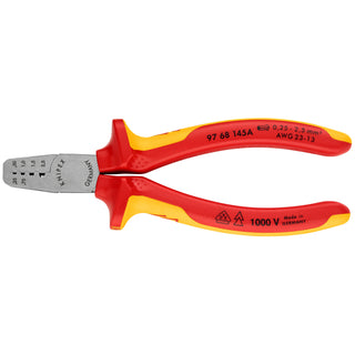 Knipex 97 68 145 A 5 3/4" Crimping Pliers for Wire Ferrules-1000V Insulated