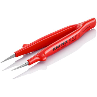 Knipex 92 27 61 5 1/4" Stainless Steel Gripping Tweezers-Pointed Tips-1000V Insulated