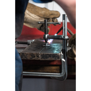 Bessey GS16-12K Clamp, welding, F-style, crimped on swivel pad, 6 In. x 4.75 In., 1000 lb