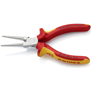 Knipex 30 36 160 6 1/4" Long Nose Pliers-Round Tips-1000V Insulated