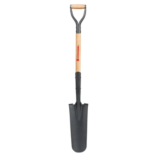 Corona SS 62010 Closed-Back Drain Spade Shovel, 14-Gauge, 30 in. Wood D-Grip Handle