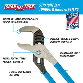 Channellock 440 BULK 12-inch Straight Jaw Tongue & Groove Pliers