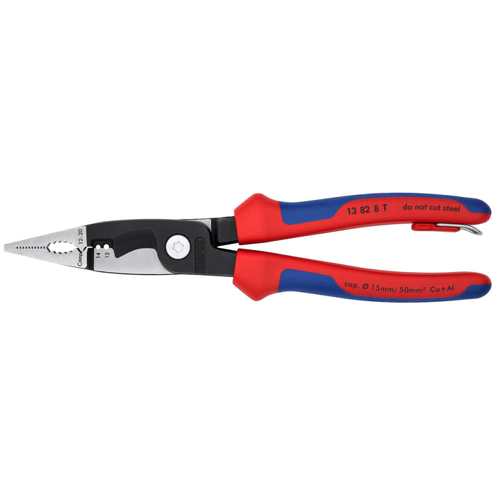Knipex 13 82 8 T BKA 8" 6-in-1 Electrical Installation Pliers 12 and 14 AWG-Tethered Attachment