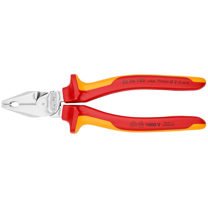 Knipex 02 06 180 7 1/4" High Leverage Combination Pliers-1000V Insulated