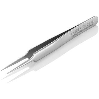 Knipex 92 21 03 4 1/2" Premium Stainless Steel Gripping Tweezers-Needle-Point Tips