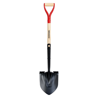 Corona SS16101 Boron Steel 14-Gauge Round Point Shovel, D Grip Hardwood Handle