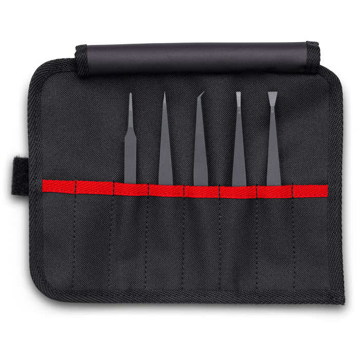 Knipex 92 00 05 ESD 5 Pc Plastic Tweezer Set in a Tool Roll-ESD