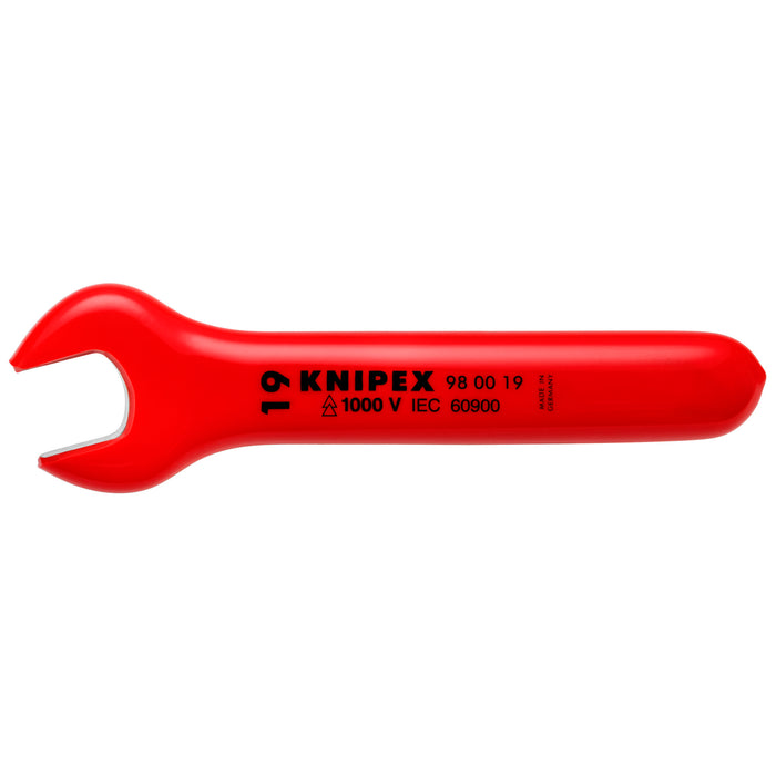Knipex 98 00 19 6 1/2" Open End Wrench-1000V Insulated 19 mm