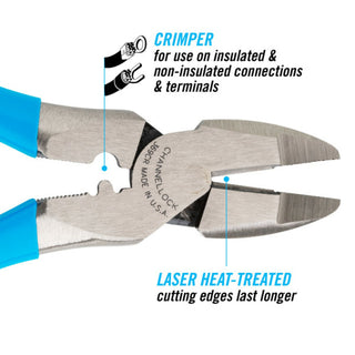 Channellock 369CR BULK 9.5-inch XLT Round Nose Linemen Pliers w/ Crimper