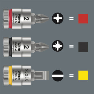 Wera 8751 A Phillips Zyklop bit socket, 1/4" drive, PH 2 x 28 mm