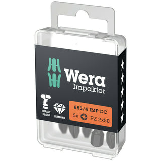 Wera 855/4 IMP DC PZ DIY Impaktor bits, PZ 3 x 50 mm, 5 pieces