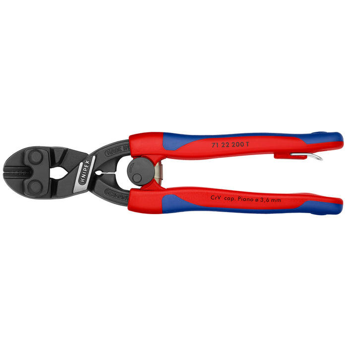 Knipex 71 22 200 T BKA 8" CoBolt® High Leverage 20° Angled Compact Bolt Cutters-Tethered Attachment
