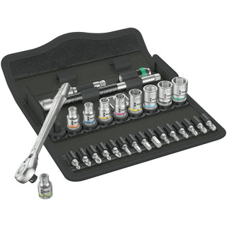 Wera 8100 SA 8 Zyklop Metal Ratchet Set with switch lever, 1/4" drive, metric, 28 pieces