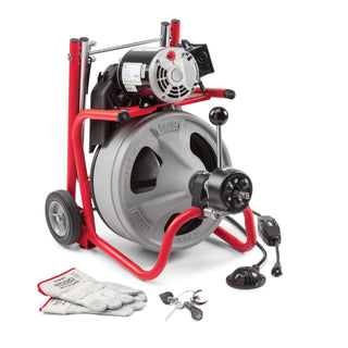 Ridgid 26993 K-400 Machine with Gloves & Std. Equipment: C-31 IW 3/8" x 50' (10 mm x 15.2 m) Solid Core (Integral Wound) Cable, T-260 Tool Set Includes: T-202 Bulb Auger