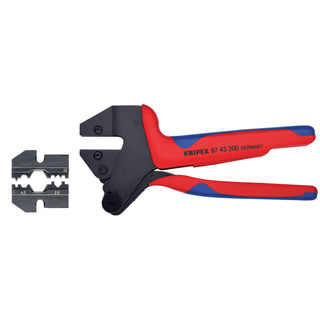 Knipex 9K 00 80 58 US 10 1/2" Crimp System Pliers (97 43 200) & Crimp Die: Solar Connectors H & 5 (HUBER & SUHNER): 2.5/4.0 mm 11/1 (97 49 62) Packaged In A Protective Plastic Case