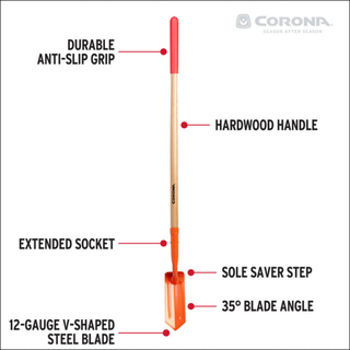 Corona SS16400  Trench Hardwood Shovel, 12 Gauge, 4 in.