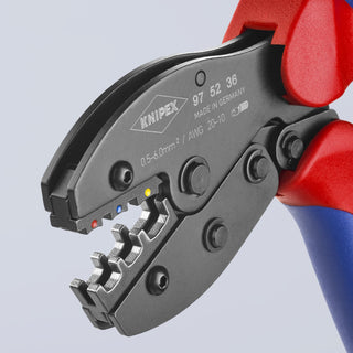 Knipex 97 52 36 8 1/2" Crimping Pliers For Insulated Terminals, Plug Connectors and Butt Connectors